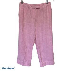J McLaughlin Womens Pants Size 8 Pink Linen Capri Cropped Casual Zip Fly Light